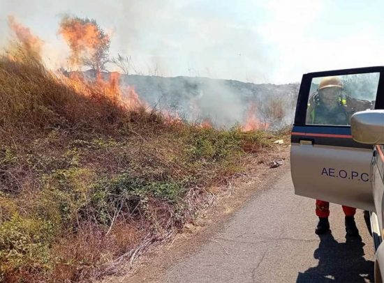 Montalto di Castro - Vasto incendio di sterpaglie a bordo della strada Aurelia