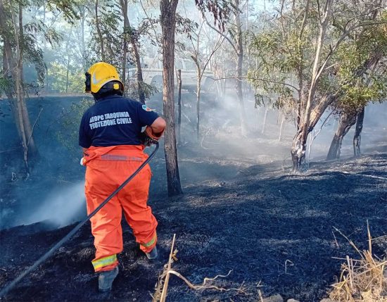 Tarquinia - Incendio lungo la strada, dopo la Polveriera
