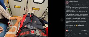 Il post di Gianmarco Tamberi in ambulanza