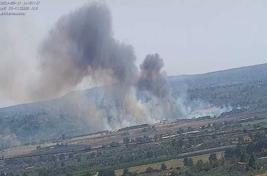 Viterbo - Incendio vicino le terme sulla Cassia sud visto dall'alto