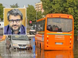 Viterbo - Le violente piogge della scorsa settimana - Nel riquadro Maurizio Errigo