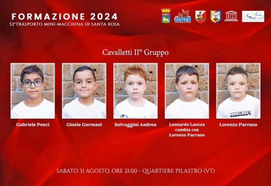 formazione ufficiale 2024 della Mini-Macchina di Santa Rosa del Quartiere Pilastro