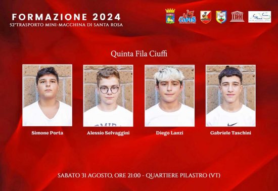 formazione ufficiale 2024 della Mini-Macchina di Santa Rosa del Quartiere Pilastro
