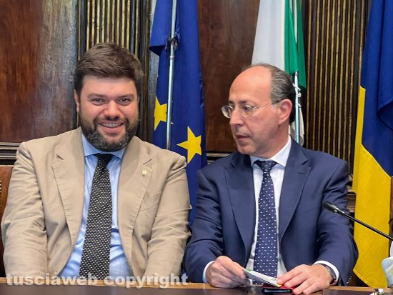 Viterbo - Presentazione del trasporto 2024 della macchina di Santa Rosa - Da sinistra Alessandro Romoli e Gennaro Capo