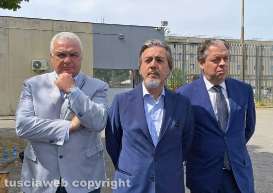 Viterbo - Francesco Ciarlanti, Francesco Battistoni ed Ermanno Nicolai in visita al carcere Mammagialla