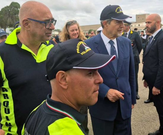 Sacripanti, Riglietti e il ministro Musumeci durante un'esercitazione
