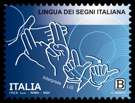 Un francobollo di Poste italiane dedicato alla Lis