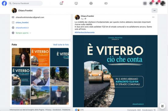 Viterbo - Il post di Chiara Frontini sugli asfalti