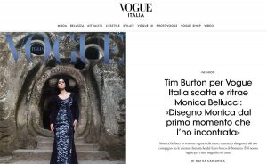 Tim Burton per Vogue Italia scatta e ritrae Monica Bellucci al Sacro Bosco di Bomarzo