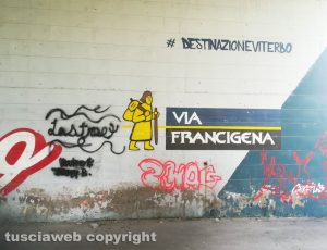 Viterbo - Murales via Francigena vandalizzato
