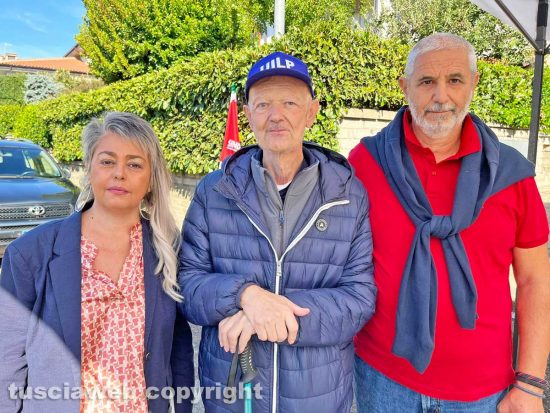 Cinzia Vincenti (Spi Cgil Civitavecchia Roma nord Viterbo), Franco Palumbo (Uil pensionati), Aldo Pascucci (Fnp Cisl) 