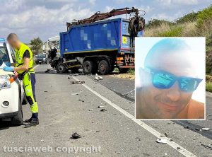 Tuscania - Incidente mortale su sp Dogana - Nel riquadro Claudio Borzetti