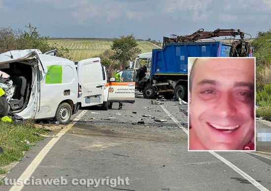 Tuscania - Incidente mortale su Sp Dogana - Nel riquadro Claudio Borzetti