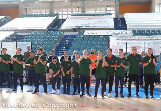 Viterbo - Cerimonia inaugurale del campionato di calcio a 5 degli sport paralimpici degli atleti con disabilità intellettiva relazionale Fisdir - Le squadre in campo 