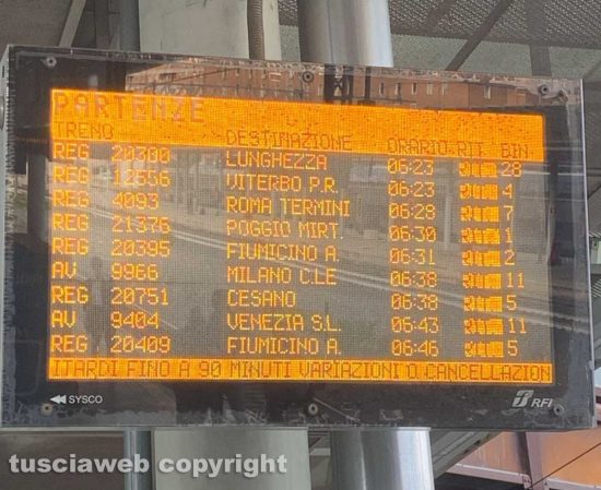 Treni - Il tabellone con i ritardi 