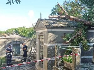 Viterbo - Ramo cade su una cappella al cimitero di San Martino al Cimino