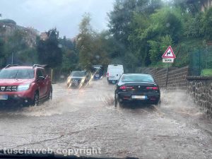 Capranica - Strade allagate e fiumi d'acqua e terra