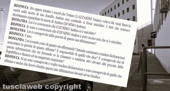 Estratto dichiarazioni supertestimone su morte di Andrea Di Nino