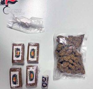 Orte - La droga sequestrata dai carabinieri