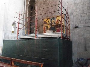 Viterbo - Il restauro della Madonna in trono con Bambino di Neri di Bicci