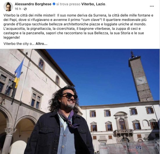Il post di Alessandro Borghese sui social