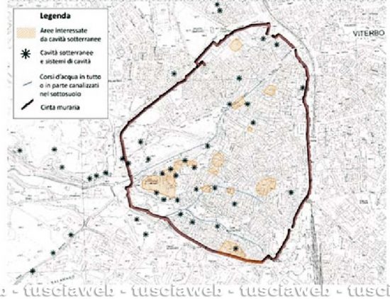 Carta della Cavità sotterranee presenti nell'area del centro storico di Viterbo - Fonte Madonna, Nisio e Vessella 2021
