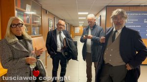 Viterbo - Udienza preliminare Frontini-Cavini - Da sinistra Letizia Chiatti, l'avvocato Stefano Falcioni, Marco Bruzziches, l'avvocato Enrico Valentini
