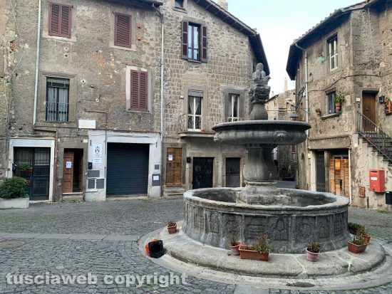 Viterbo - Fontana senza acqua in piazza del Castello a Bagnaia