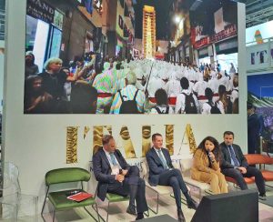 Chiara Frontini, Sandro Pappalardo e Luca Giampieri al al World tourism market di Londra