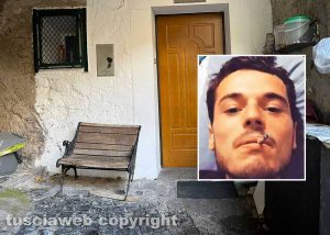 Omicidio di Caprarola - La panchina dove si presume sia stato ucciso Renzo Cristofori - Nel riquadro Ian Patrick Sardo