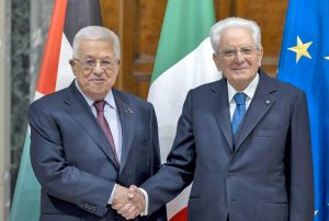 Il presidente della Palestina, Mahmoud Abbas e Sergio Mattarella al Quirinale