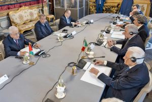 Il presidente della Palestina, Mahmoud Abbas e Sergio Mattarella al Quirinale