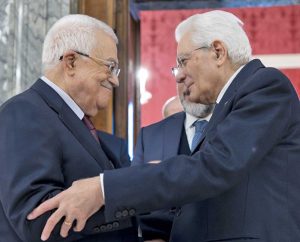 Il presidente della Palestina, Mahmoud Abbas e Sergio Mattarella al Quirinale