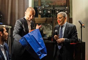 A destra il presidente della Stella Azzurra Marcello Meroi, a sinistra Luca Provvedi della WeCom