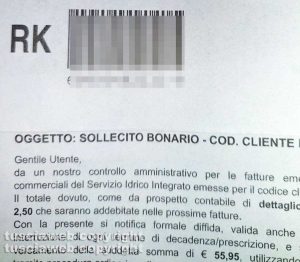 Talete - Il sollecito per una bolletta già pagata