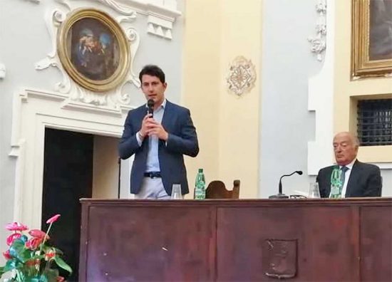 Bagnoregio - Il sindaco Luca Profili e il professore Raimondo Cagiano De Azevedo