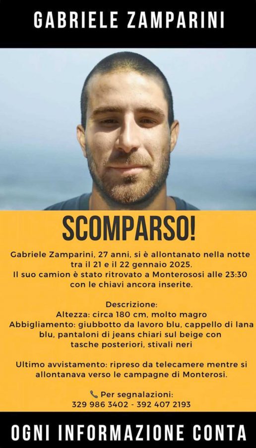 L'annuncio di scomparsa di Gabriele Zamparini
