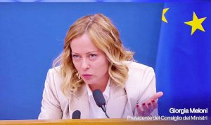Giorgia Meloni in conferenza stampa