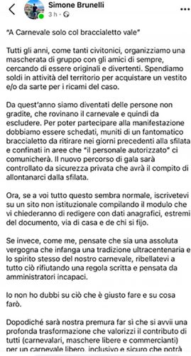 Civita Castellana - Il post del consigliere Brunelli