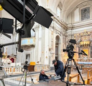 Viterbo - Telecamere della Rai per la messa in onda del santuario della Madonna Liberatrice