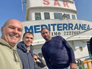 Napoli - Sergio Caci a bordo della "Mare Jonio" Mediterranea saving humans
