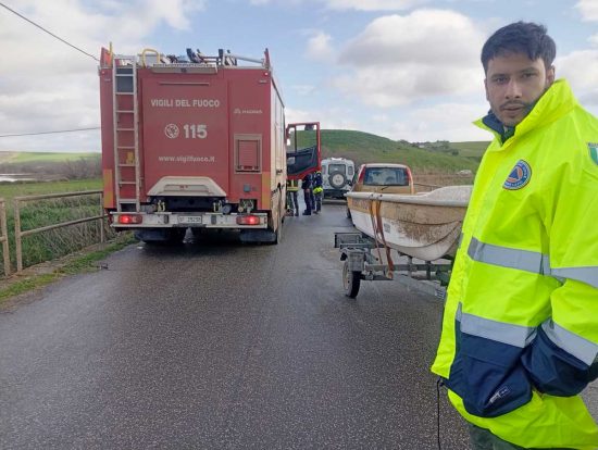 Tarquinia - Esondazione del fiume Mignone - I volontari dell’Aeopc in azione