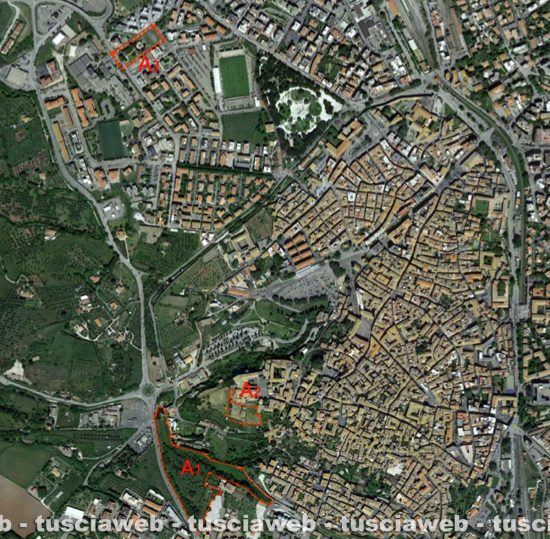 Viterbo - Le aree di intervento a porta Faul, colle del Duomo e Pilastro