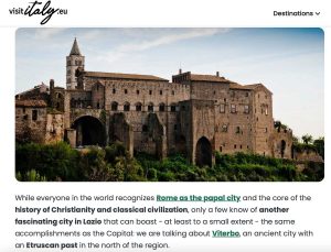 Viterbo sul portale Visit Italy