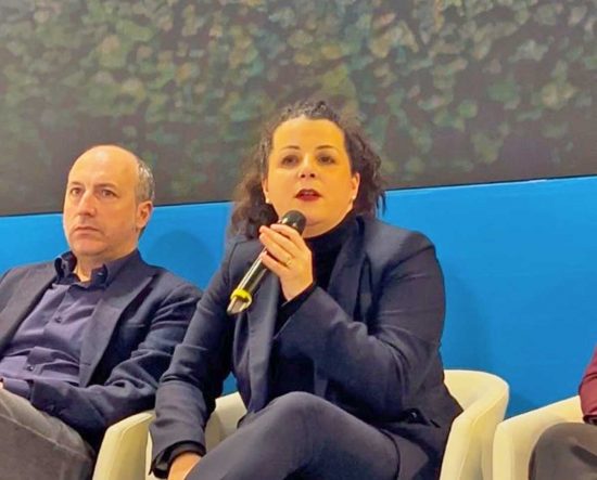 La sindaca Frontini durante il suo intervento al Bit Milano