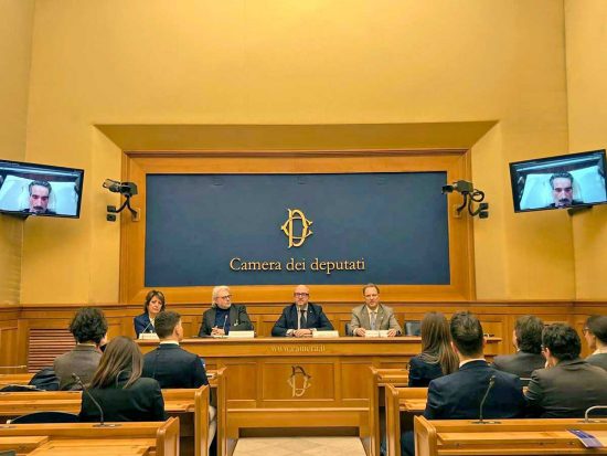 Roma - La presentazione di Tuscia in jazz for sla alla camera dei deputati - Patrizia Prosperi, Carlo Galeotti, Mauro Rotelli e Stefano Ubertini