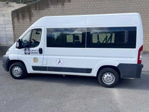 Onano - La navetta della protezione civile usata per trasportare i cittadini ad Acquapendente