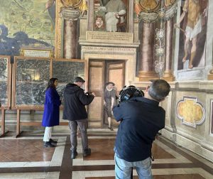 Viterbo - Le riprese di Linea Verde a palazzo dei Priori