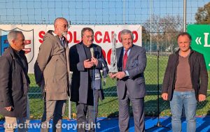 Viterbo - Antonio Tajani e le autorità alla partita di beneficenza del centro destra e del centro sinistra