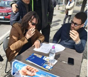 Il gazebo della Lega a Montefiascone